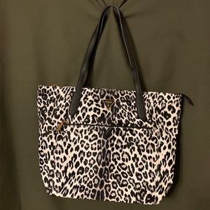 Guess Black and White Leopard Print Tote Handbag